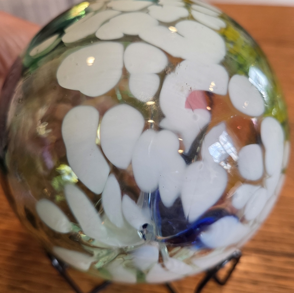 Kitras Hand Blown Art Glass Tree Of Life Enchantment 6" Large Orb Ball Ornament - Picture 3 of 12